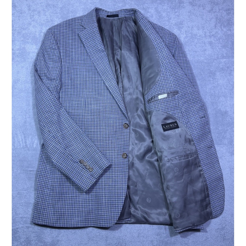 Lauren Ralph Lauren Blazer Mens 50L Gray Tattersall Black Label Sport Coat